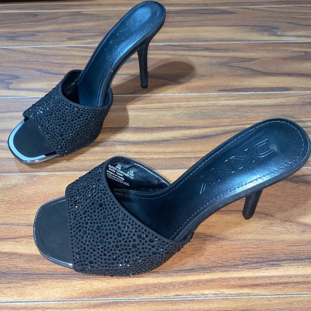DKNY Black Open Toe Mule Sandals Size 6